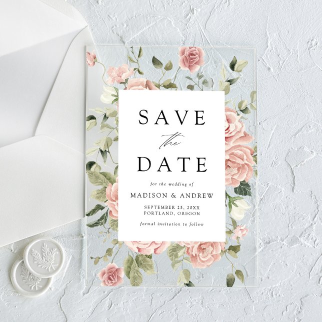 Elegant Blush Rose Garden Wedding Save the Date (Creator Uploaded)