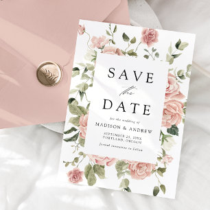 Elegant Blush Rose Garden Wedding Save The Date