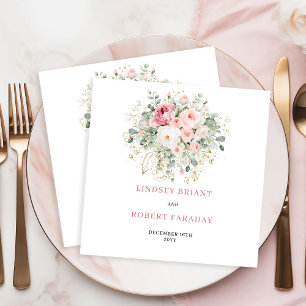 Elegant Blush Rose Gold Boho Wedding Napkins