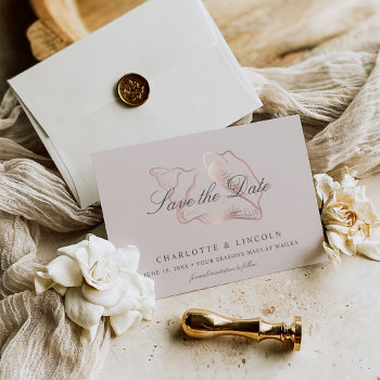 Elegant Blush & Rose Gold Conch Wedding Save The Date by RedwoodAndVine at Zazzle