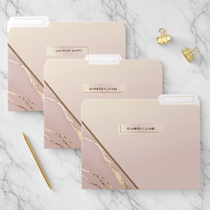 Elegant Blush Rose Gold Marble Personalized File Folder