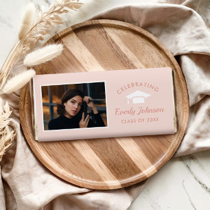 Elegant Blush Rose Gold Photo Graduate Hershey Bar Favors