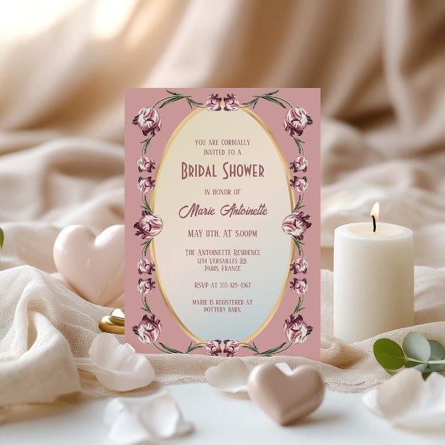 Elegant Blush Rose Rococo Bridal Shower Invitation (Creator Uploaded)