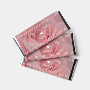 Elegant Blush Rose Romantic Boho Floral Customized Hershey Bar Favors