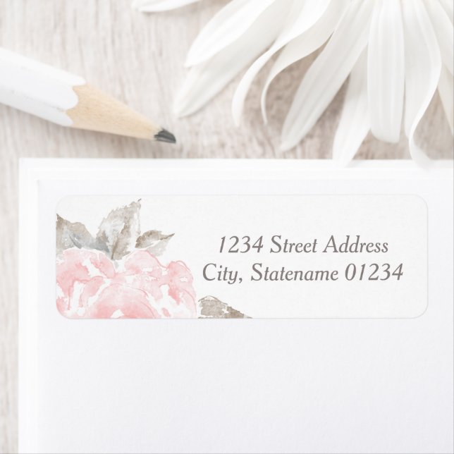 Elegant Blush Rose Wedding Return Address Label (Insitu)