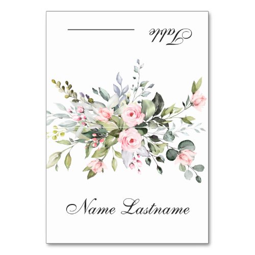 Elegant Blush Roses Eucalyptus Wedding Escort Card