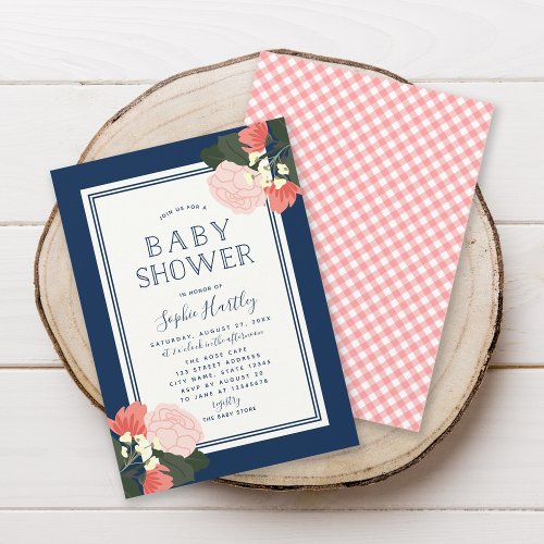 Elegant Blush Roses Floral Baby Shower Invitation