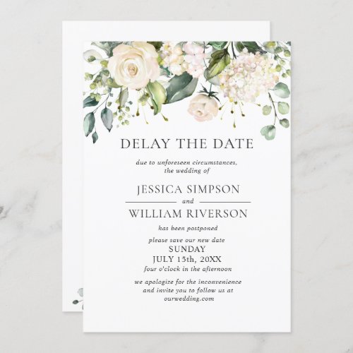 Elegant Blush Roses Wedding Date Postponement Invitation