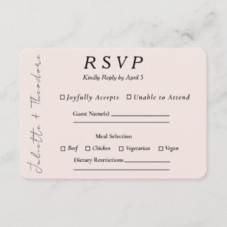Elegant Blush RSVP with Entree Selection Card