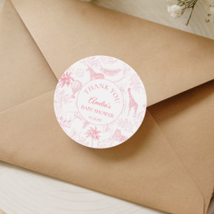 Elegant Blush Safari Jungle Animals Baby Shower Classic Round Sticker