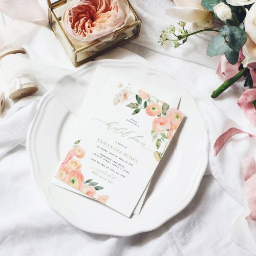 Elegant Blush  Sage Green Bridal Shower Invitation