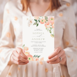 Elegant Blush & Sage Green Wedding Invitation