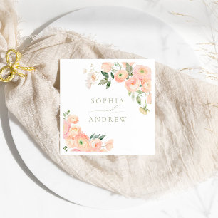 Elegant Blush & Sage Green Wedding Napkins