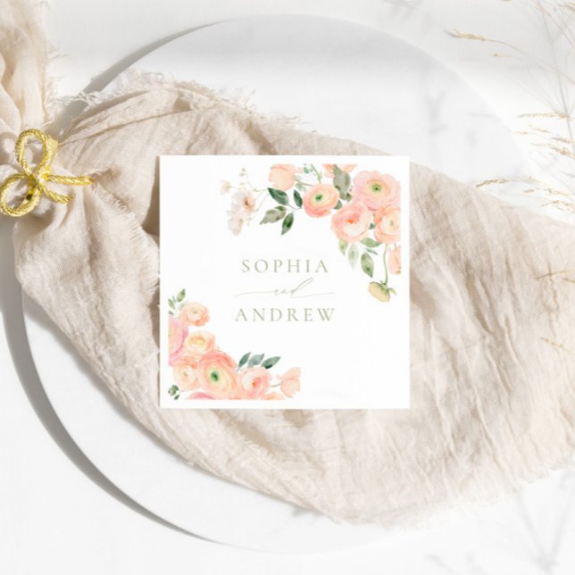 Elegant Blush & Sage Green Wedding Napkins (Creator Uploaded)