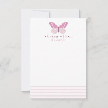Elegant Blush Stripes & Butterfly - Personalized