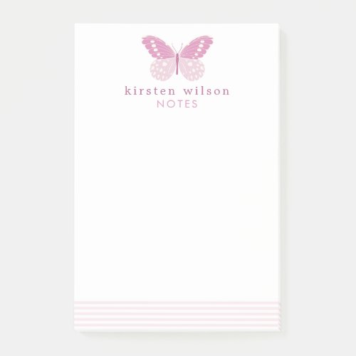 Elegant Blush Stripes  Butterfly  Post_it Notes