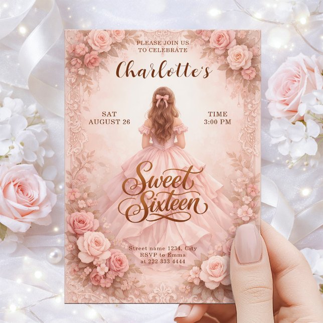 Elegant Blush Sweet Sixteen Birthday Card (Creator Uploaded)