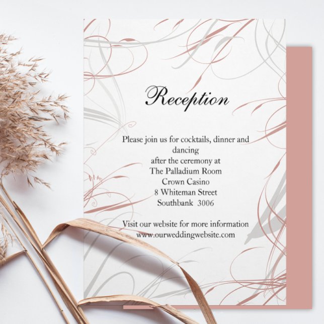 Elegant Blush Swirls Modern Wedding Reception Enclosure Card (Creator Uploaded)