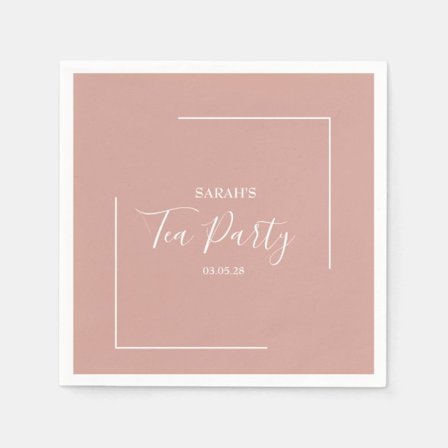 Elegant Blush Tea Party Birthday Napkins (Front)