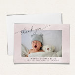 Elegant Blush Texture Script Baby Birth Two Photo Thank You Card<br><div class="desc">Elegant Blush Texture Script Baby Birth Two Photo Announcement Thank You Card</div>