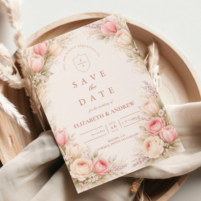 Elegant Blush Tulip Floral Wedding Save The Date (Creator Uploaded)