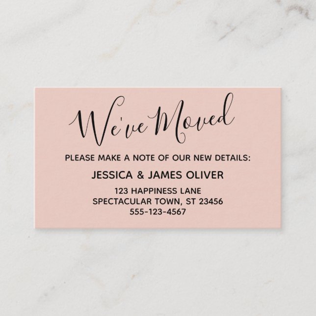 Elegant, Blush Typography "We've Moved" Card (Front)