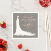 Elegant Blush Warm Gray Wedding Gown Bridal Shower Paper Napkins (Insitu)