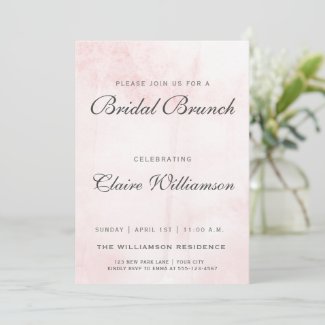 Elegant Blush Watercolor Bridal Brunch Invitation