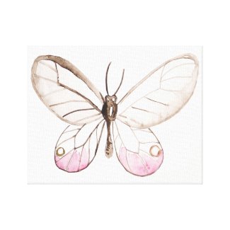 Elegant Blush Watercolor Butterfly Canvas Print