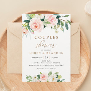 Elegant Blush Watercolor Couples Shower Invitation