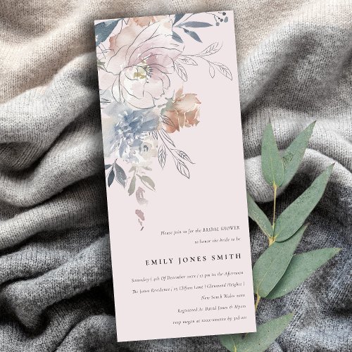 Elegant Blush Watercolor Floral Bridal Shower Invitation