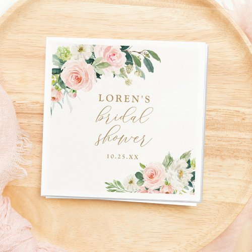 Elegant Blush Watercolor Floral Bridal Shower Napkins