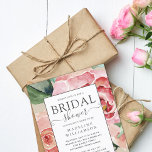 Elegant Blush Watercolor Floral Bridal Shower  Pos Announcement Postcard<br><div class="desc">Elegant Watercolor Blush Floral Bridal Shower Invitation Postcard. Beautiful roses with foliage on a dramatic navy blue background. You can easily personalize your bridal shower invitation by using our easy to use design tool. If you need assistance personalizing your bridal shower invitation please don't hesitate to reach out. Like us...</div>