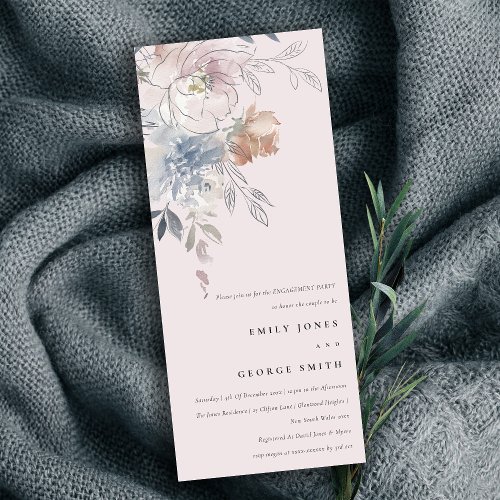 Elegant Blush Watercolor Floral Engagement  Invitation