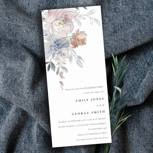 Elegant Blush Watercolor Floral Engagement  Invitation
