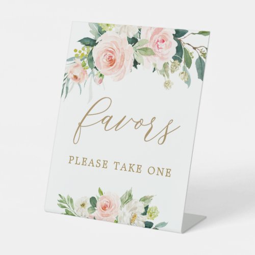 Elegant Blush Watercolor Floral Favors Sign