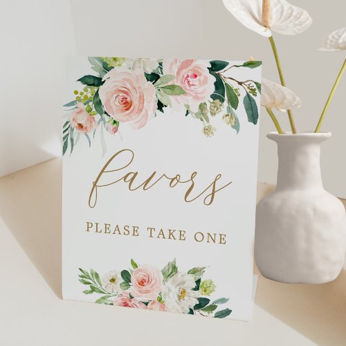 Elegant Blush Watercolor Floral Favors Sign