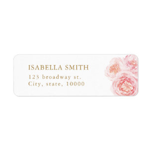Elegant blush watercolor floral return address label