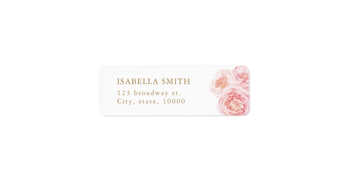 Elegant blush watercolor floral return address label | Zazzle