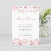 Elegant Blush Watercolor Floral Roses Sweet 16 Invitation (Standing Front)