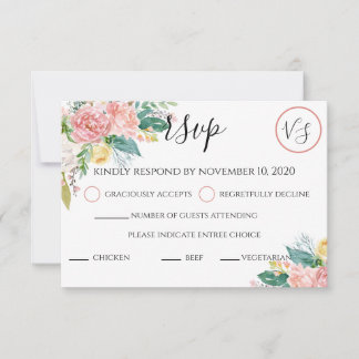 Elegant Blush Watercolor Floral RSVP Card