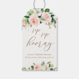 Elegant Blush Watercolor Floral Sip Sip Hooray  Gift Tags