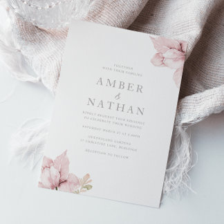 Elegant Blush Watercolor Floral Wedding Invitation