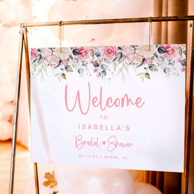 Elegant Blush Watercolor Floral Welcome Sign  (Creator Uploaded)