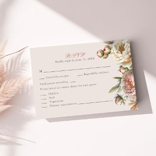 Elegant Blush Watercolor Peonies RSVP Card