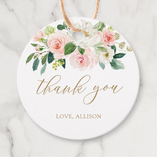 Elegant Blush Watercolor Thank You Favor Favor Tags