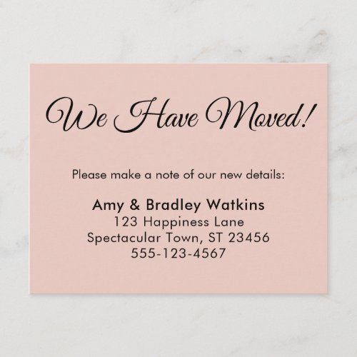 Elegant Blush We Have Moved Change of Address Enclosure Card