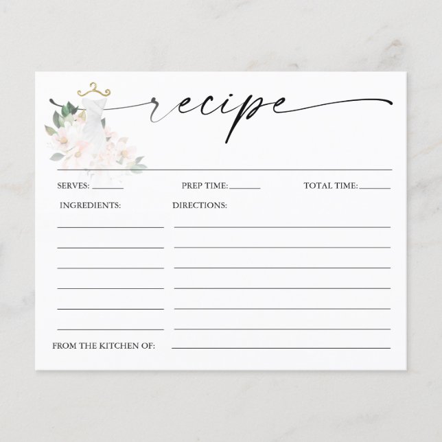 Elegant Blush Wedding Bridal Shower Recipe Card (Front)