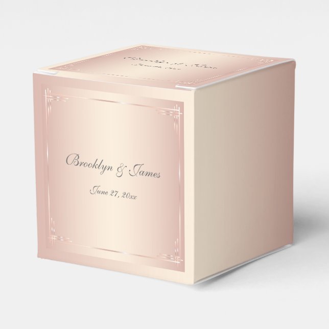 Elegant Blush Wedding Favor Boxes (Front Side)