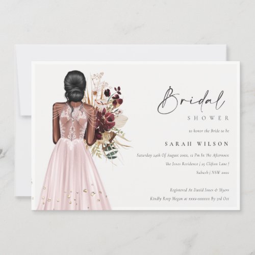 Elegant Blush Wedding Gown Bridal Shower Invite